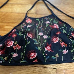 Black/Floral bikini top